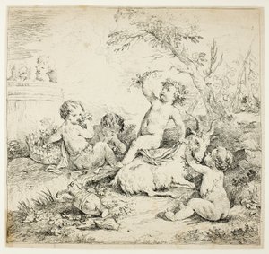 Querubines con una Cabra de Charles Joseph Natoire