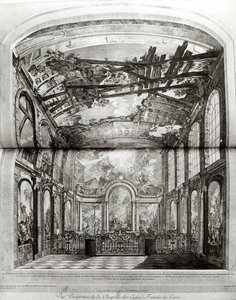 Decoración de la capilla del Hospicio de los Niños Encontrados en París, grabado por Etienne Fessard (1714-77) c.1750
