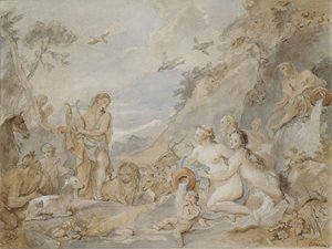 Orfeo encantando a las ninfas, dríades y animales, 1757