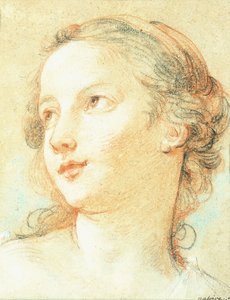 La cabeza de una niña mirando a la izquierda de Charles Joseph Natoire