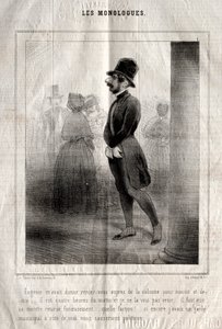 Les Monologues: Eugénie me había dado cita junto a la columna para las doce y media... de Charles Joseph Traviès de Villers