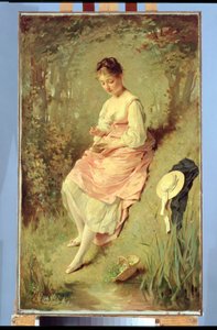Niña con un nido, finales de la década de 1860 de Charles Joshua Chaplin