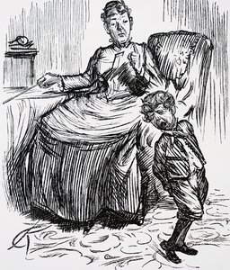Una madre castigando a su niño travieso de Charles Keene