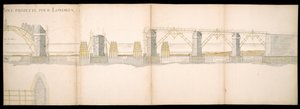 Diseños del proyecto de puente sobre el río Támesis en Londres, BL Maps C.49.e.76 de Charles Labelye