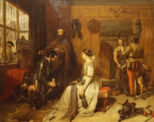 Una bendición de despedida-"Habla verdaderamente sobre tu caballería y tu juramento" de Charles Landseer