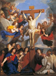 Crucifijo con ángeles, circa 1660 de Charles Le Brun