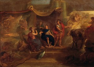Decisión de hacer la guerra a los holandeses, pintura del techo de la Galería de los Espejos en Versalles de Charles Le Brun