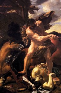 Hércules venciendo a Diomedes, 1638-42 de Charles Le Brun