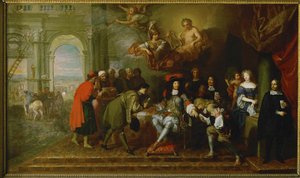 Con motivo del Peacetreaty de Nimega ... (óleo sobre lienzo) de Charles Le Brun