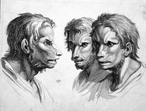 Tres caras de hombre lobo - por Le Brun de Charles Le Brun