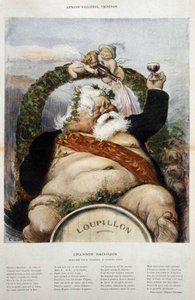 Armand Fallières, viticultor: caricatura de Fallières en Baco - en “le Rire” de Oct 1906 de Charles Leandre