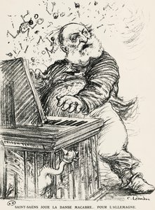 Caricatura de Charles Camille Saint-Saens, compositor, pianista y organista francés de Charles Leandre