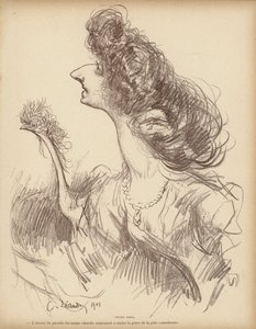 Caricatura de la actriz cómica francesa Cecile Sorel de Charles Leandre