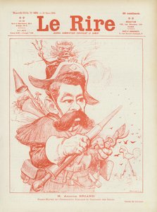 Político francés Aristide Briand. Ilustración para Le Rire