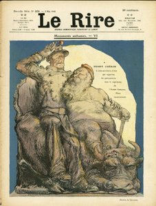 Ilustración de Charles Leandre (1862-1934) para la portada de Le Rire, 09/05/08 - Ejército - Vaca, Querida Henry (1867-1936)