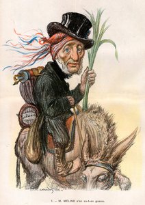 Jules Méline (1838-1925), político francés, Ministro de Agricultura - Caricatura de Charles Léandre (1862-1934) en “Le Rire” del 12 de abril de 1902 de Charles Leandre