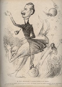 Sr. Paul Deschanel el nuevo Presidente de la Cámara - Caricatura de Charles Leandre (1862-1934) en 