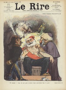 El presidente Loubet de Francia siendo tatuado. Ilustración para Le Rire
