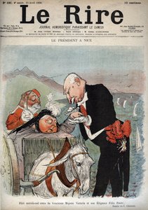 El presidente en Niza - El presidente francés Félix Faure conoció a la reina Victoria en Niza - Caricatura de Charles Leandre (1862-1934) en 