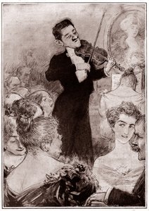 Violinista tocando en una reunión social de Charles Leandre