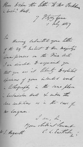 Una carta de Charles Lock Eastlake, 1847 de Charles Lock Eastlake