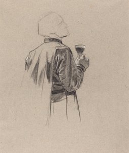 Un Caballero Barbudo con una Copa de Vino de Charles Louis Lucien Muller
