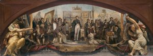 Boceto para el Pabellón Denon del Louvre: Les quatre âges artistiques de la France - Présentation des plans à Napoléon, ca. 1864 (óleo sobre lienzo)