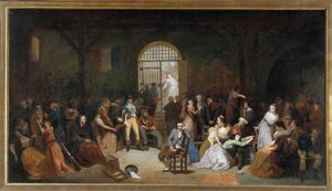 El llamamiento de las últimas víctimas del terror en la prisión de San Lázaro en julio de 1795. Pintura de Charles Louis Muller (1815-1892) de Charles Louis Lucien Muller