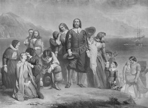 El desembarco de los Padres Peregrinos, c1848, 1911 de Charles Lucy