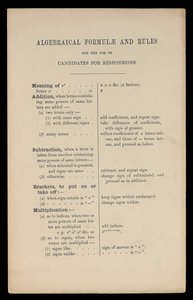 Fórmulas algebraicas y reglas para el uso de candidatos para Responsions, Oxford University Press de Charles Lutwidge Dodgson