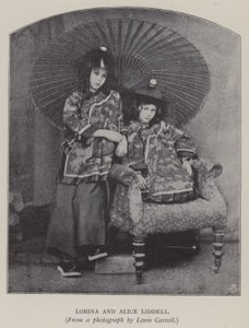 Lorina y Alice Liddell (foto en blanco y negro) de Charles Lutwidge Dodgson