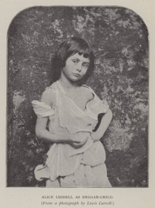Alice Liddell como niña mendiga (foto en blanco y negro)