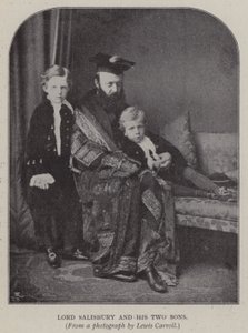 Lord Salisbury y sus dos hijos (foto en blanco y negro) de Charles Lutwidge Dodgson