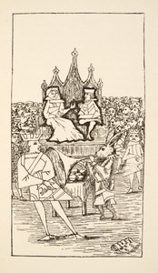 Juicio del Knave of Hearts, ilustración de Las aventuras de Alicia bajo tierra, pub. 1886 (facsímil)
