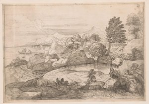 Paisaje con Sagrada Familia de Charles Macé (attributed to)