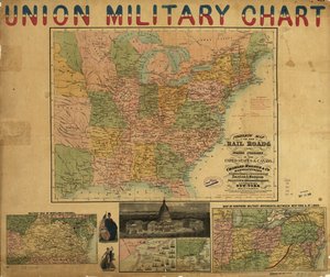 Mapa completo de las vías férreas y cursos de agua, en Estados Unidos y Canadá. LOC 98688331 de Charles Magnus