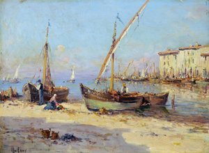 Vista de Martigues. Pintura de Charles Malfroy (1862-1918). Óleo sobre madera. Medidas: 29,5x40cm. Mención obligatoria: Colección fondation regards de Provence, Marsella de Charles Malfroy