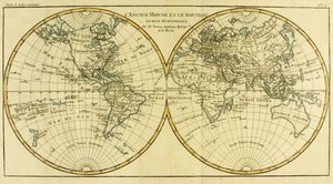 Mapa del mundo en dos hemisferios, de 