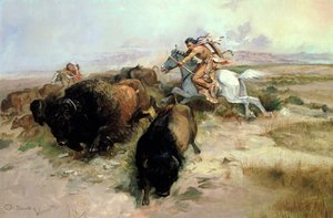 Caza de búfalos, 1897 de Charles Marion Russell
