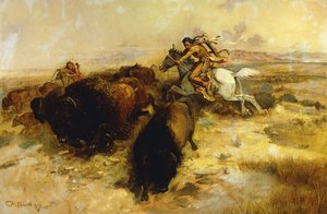 Caza de búfalos, 1897 de Charles Marion Russell