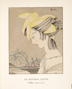 Le Madras Jaune, de una Colección de Placas de Moda, 1920 (impresión pochoir) de Charles Martin
