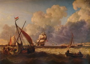 Barcos de pesca frente a la costa holandesa, 1823 de Charles Martin Powell