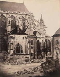 Extremo oriental, catedral de Troyes en restauración, Francia de Charles Marville