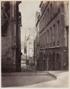 Rue Jean-de-Beauvais. Vista desde la Rue des Écoles hacia el Boulevard Saint-Germain, en obras de Charles Marville