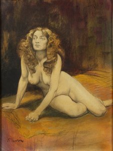 Desnudo Femenino Reclinada, c. 1895 de Charles Maurin