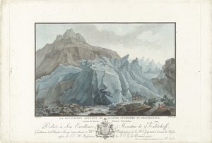 Gletsjer bij Grindelwald
Los Lutschinen saliendo del glaciar inferior de Grindelwald. Cantón de Berna, provincia de Interlaken (título en el objeto)
Vistas notables de las montañas de Suiza (título de la serie) de Charles Melchior Descourtis