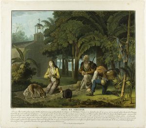 La Oración, lámina 6 de Paul et Virginie de Charles Melchior Descourtis