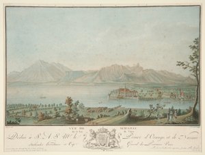 Vista desde Schadau en el lago Thun (después de Clemente) de Charles Melchior Descourtis
