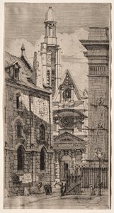 Grabados de París: Iglesia de San Esteban del Monte de Charles Meryon
