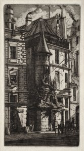 Grabados de París: Casa con una torreta, Calle de los Tejedores, 1852